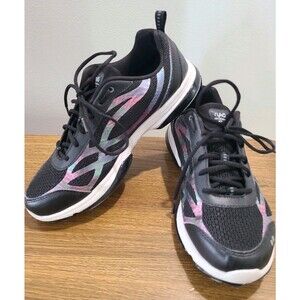 EUC Ryka Devotion XT Womens Sz 9  Black Pink Iridescent Striping Athletic Shoes